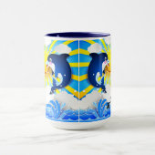 Dolfijnen & Zon Personaliseren Voeg Jouw naam Blau Mok (Midden)