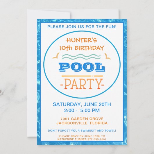 Dolfijnen Zwembad Party Verjaardag Kaart (Achterkant)