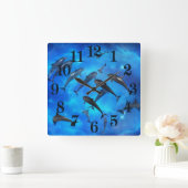 Dolfijnen zwemmen in de oceaan vierkante klok (Huis)