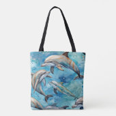 Dolfijnen zwemmen in de zee tote bag (Achterkant)