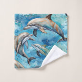 Dolfijnen zwemmen in het zee bad handdoek (Wasdoekje)