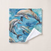 Dolfijnen zwemmen in het zee bad handdoek (Wasdoekje)
