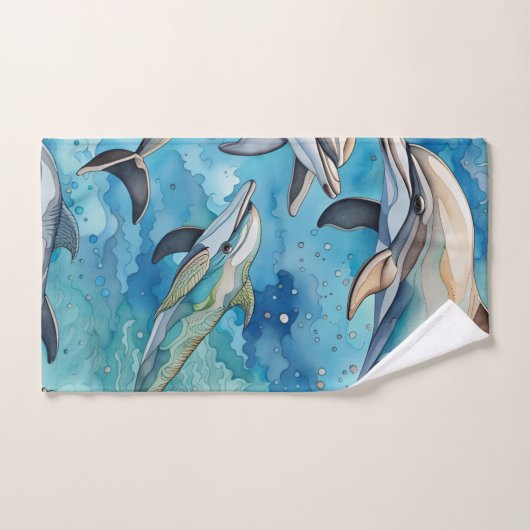 Dolfijnen zwemmen in het zee bad handdoek (Handdoek)