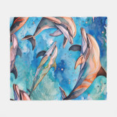 Dolfijnen zwemmen in het zee fleece deken (Voorkant (Horizontaal))