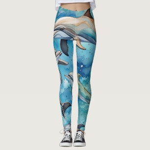 Dolfijnen zwemmen in het zee leggings