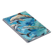 Dolfijnen zwemmen in het zee notitieboek (Rechterzijde)