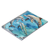 Dolfijnen zwemmen in het zee notitieboek (Linkerzijde)