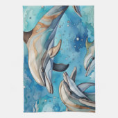 Dolfijnen zwemmen in het zee theedoek (Verticaal)