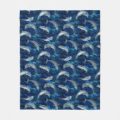 Dolfijnen zwemmen in oceaan met vis fleece deken (Voorkant)