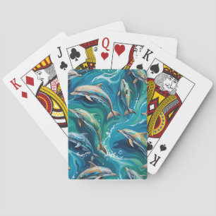Dolfijnen zwemmen pokerkaarten