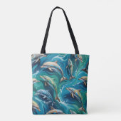 Dolfijnen zwemmen tote bag (Achterkant)