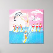 Dolfijnenbilletjes en sky Retro Collage Canvas Afdruk (Voorkant)