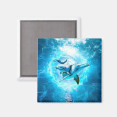 dolfijnenblauwe fantasie magneet (Voorkant / Achterkant)