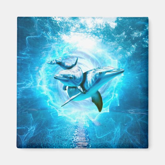 dolfijnenblauwe fantasie magneet (Voorkant)