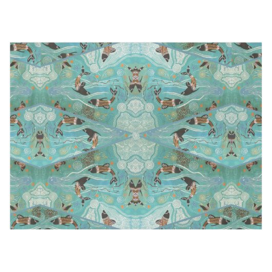 Dolfijnendromen Aboriginal Art Tafelkleed (Voorkant (Horizontaal))