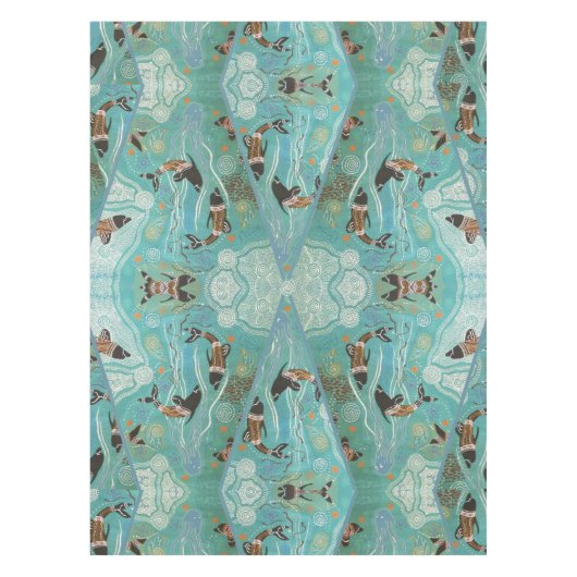 Dolfijnendromen Aboriginal Art Tafelkleed (Voorkant)