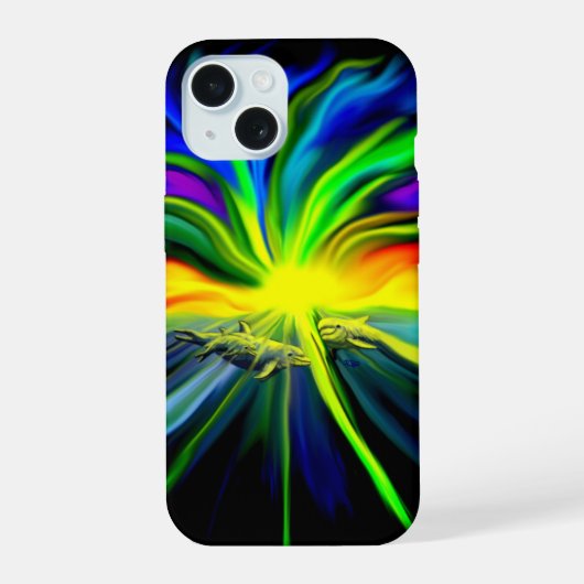 Dolfijnenfamilie in de Zonneschijn iPhone 15 Case (Achterkant)