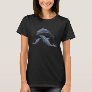 Dolfijnenfamilie moeder vader en baby dolfijnen bl t-shirt