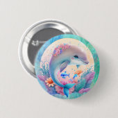 Dolfijnenfeestbord Ronde Button 5,7 Cm (Voorkant /achterkant)