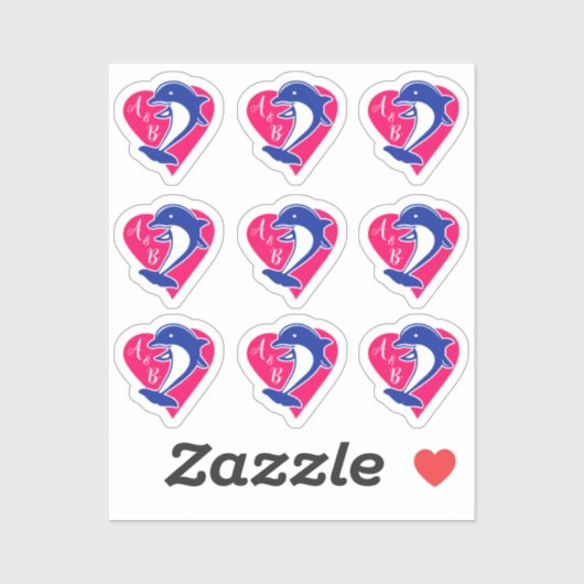 Dolfijnenhart liefde sticker (Vel)