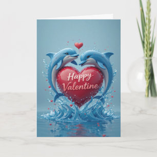 Dolfijnenhart Valentijnsdag Oceaanliefde Romantisc Feestdagen Kaart