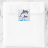 Dolfijnenliefde Vierkante Sticker (Tas)