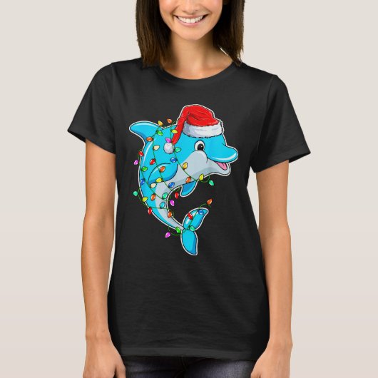 Dolfijnenliefhebber Kerstmis - Dolfijn met Kerstma T-shirt (Voorkant)