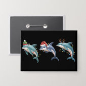 Dolfijnenliefhebber Kerstmis Kerstman Hoed Kerstmi Button (Voorkant / Achterkant)