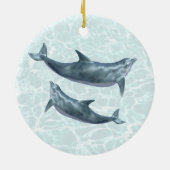 Dolfijnenpaar Eerste Kerstmis Getrouwd Keramisch Ornament (Achterkant)