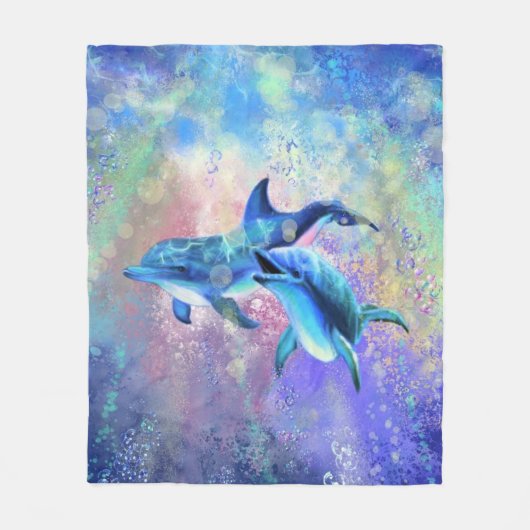 Dolfijnenpaar Fleece Deken (Voorkant)