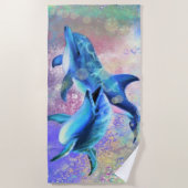 Dolfijnenpaar - Gelukkig - Mooi - Strandlaken (Voorkant)
