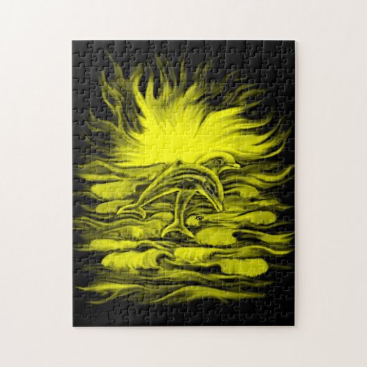 Dolfijnenpaar in de zon legpuzzel (Verticaal)