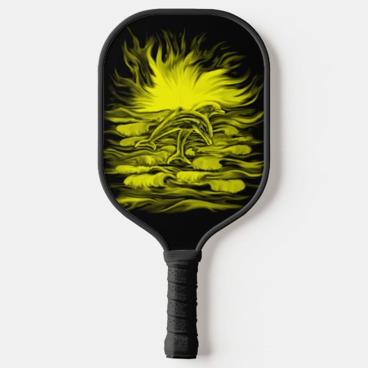 Dolfijnenpaar in de zon pickleball paddle (Achterkant)