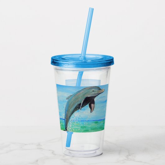 Dolfijnenschilderen Acryl Drinkbeker (Achterkant)