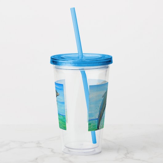 Dolfijnenschilderen Acryl Drinkbeker (Links)