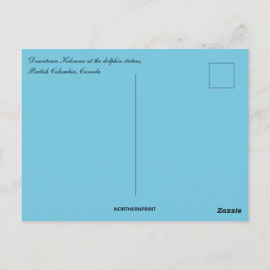 Dolfijnenstandbeeld in het centrum van Kelowna Bri Briefkaart (Achterkant)