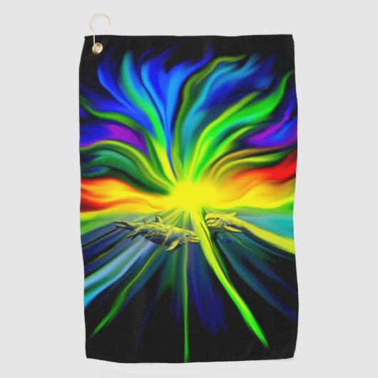 Dolfijnfamilie in de zon golfhanddoek (Voorkant)