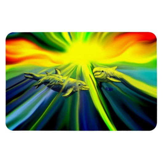 Dolfijnfamilie in de zon magneet (Horizontaal)