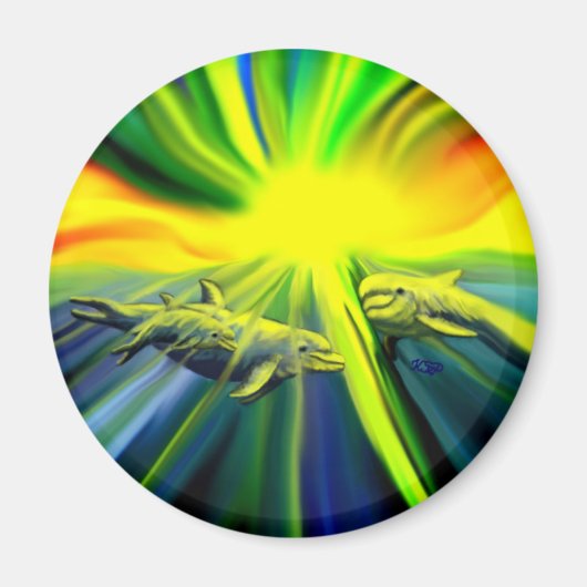 Dolfijnfamilie in de zon magneet (Voorkant)