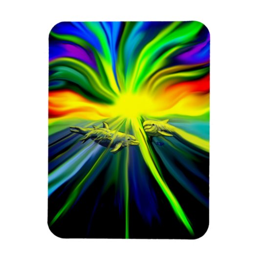 Dolfijnfamilie in de zon magneet (Verticaal)