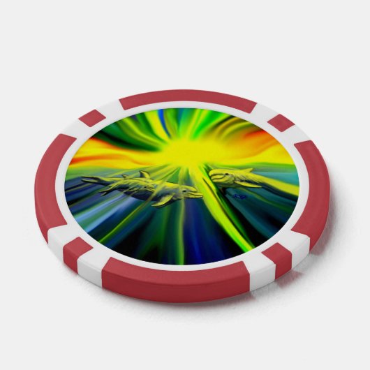 Dolfijnfamilie in de zon poker chips (Enkel)