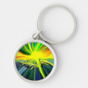 Dolfijnfamilie in de zon sleutelhanger