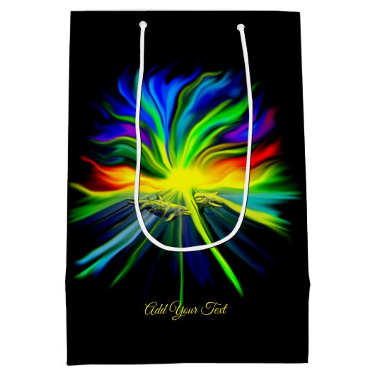 Dolfijnfamilie in de zon, voeg Jouw tekst toe Medium Cadeauzakje (Achterkant)