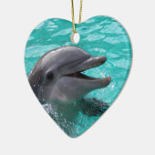 Dolfijnkop in aquamarinewater keramisch ornament (Links)