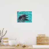 Dolfijnkop in aquamarinewater poster (Keuken)