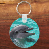 Dolfijnkop in aquamarinewater sleutelhanger (Voorkant)