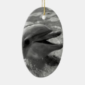 Dolfijnkop in watermond open zwart-wit keramisch ornament (Rechts)