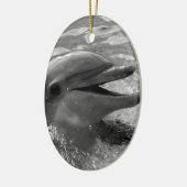 Dolfijnkop in watermond open zwart-wit keramisch ornament (Links)