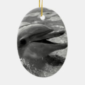 Dolfijnkop in watermond open zwart-wit keramisch ornament (Achterkant)
