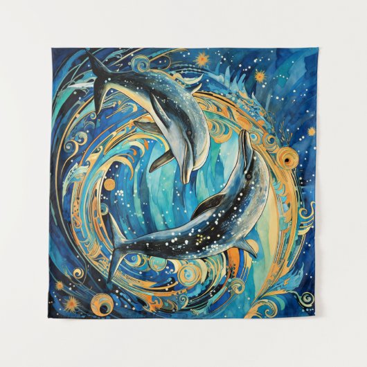 Dolfijnkunst Wandkleed (Voorkant (horizontaal))